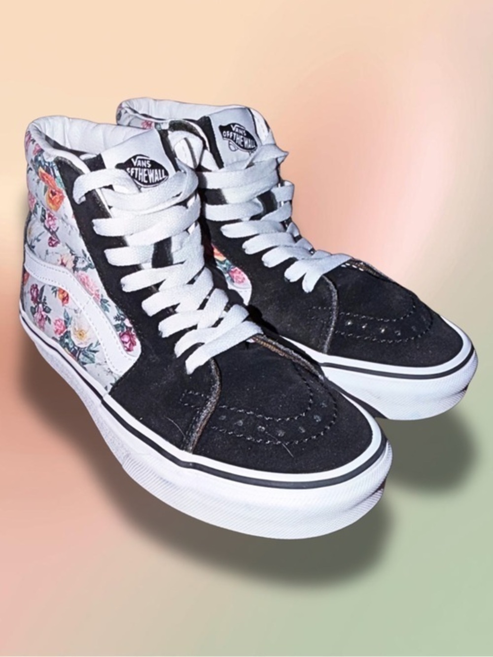 Vans Sk8-Hi Floral Black/White Women’s 6 / Men’s 4.5